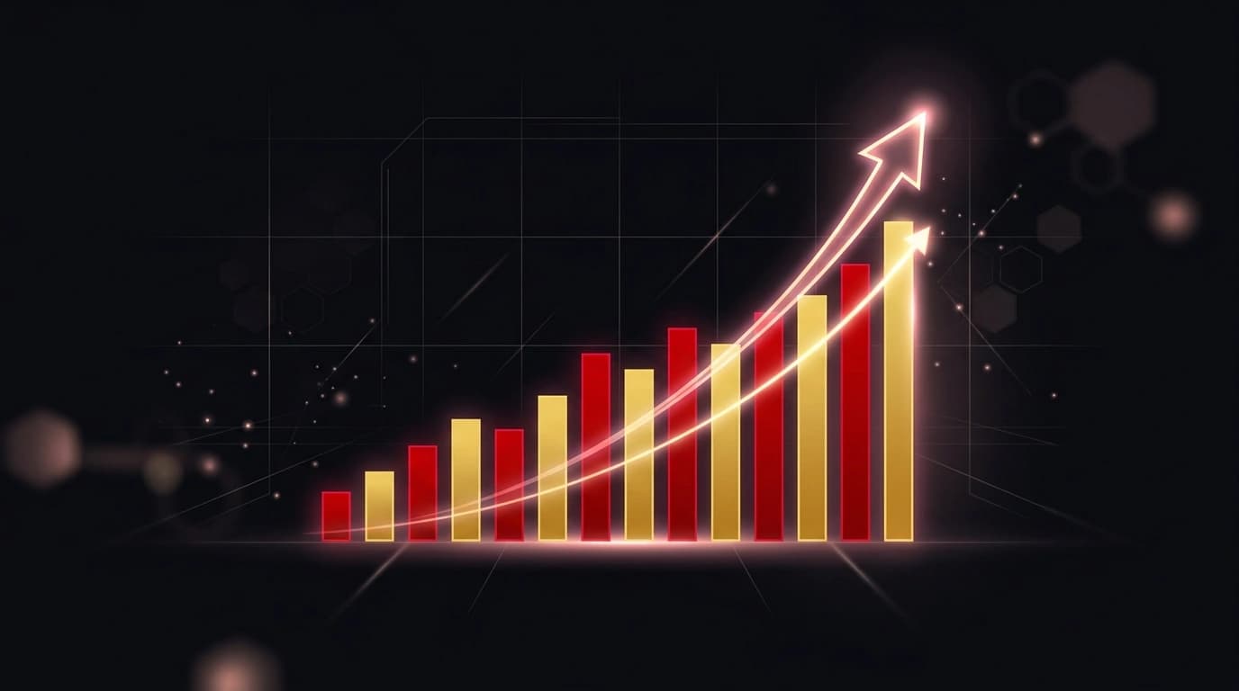 Abstract chart illustrating revenue and checkout-completion growth